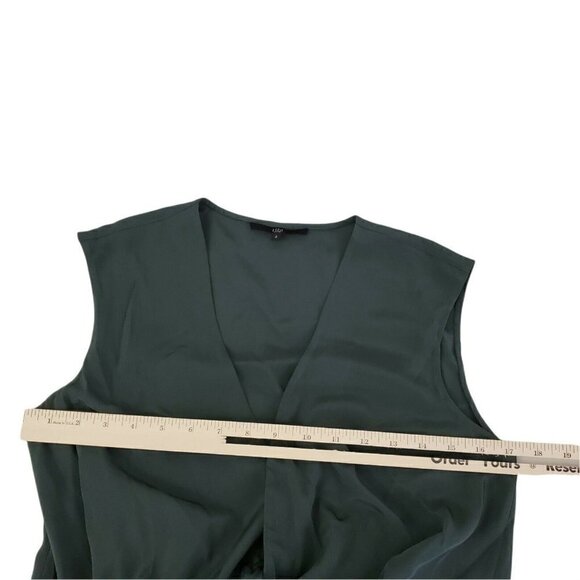 Tibi Dress 2 Dark Green Silk Wrap‎ Cap Sleeve Crepe Pockets Knee-length  Party - Picture 10 of 12